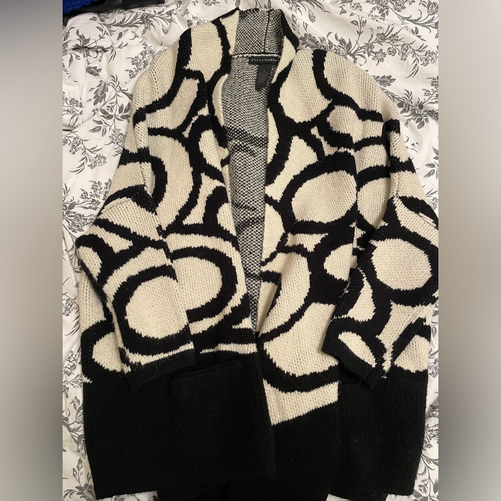 Black and cream patterned cardigan